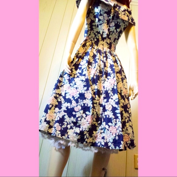 Vintage 80s Does 50s ALL THAT JAZZ Floral Party Dress - Picture 7 of 8